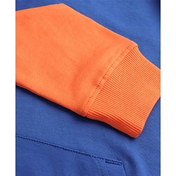 Pine Kids Cotton Knit Full Sleeves Hooded Sweatshirt with Text Design - Blue