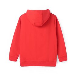 Pine Kids Cotton Knitted Full Sleeves Hooded Sweatshirt With Text Print - Red