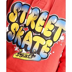 Pine Kids Cotton Knitted Full Sleeves Hooded Sweatshirt With Text Print - Red