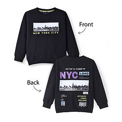Pine Kids Cotton Knit Full Sleeves Sweatshirt with Text Print - Jet Black
