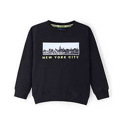 Pine Kids Cotton Knit Full Sleeves Sweatshirt with Text Print - Jet Black