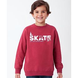 Pine Kids Knit Full Sleeves Sweatshirt Text Print - Red
