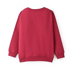 Pine Kids Knit Full Sleeves Sweatshirt Text Print - Red