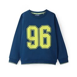Pine Kids Knit Full Sleeves Sweatshirt Number Print - Navy Blue