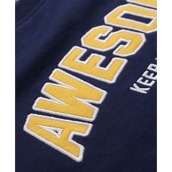 Pine Kids Cotton Knit Full Sleeves Sweatshirt With Text Print - Blue