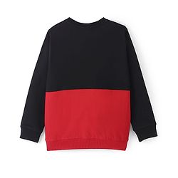 Pine Kids Knit Full Sleeves Sweatshirt Text Print - Red & Black