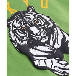 Pine Kids Cotton Full Sleeves Sweatshirt Tiger & Text Print - Green