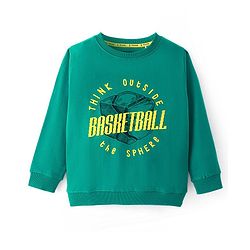 Pine Kids Cotton Knit Full Sleeves Sweatshirt With Text Print - Green