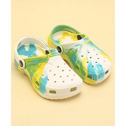 Pine Kids Slip On Printed Clogs with Back Strap - White & Yellow (Print May Vary)
