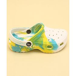 Pine Kids Slip On Printed Clogs with Back Strap - White & Yellow (Print May Vary)