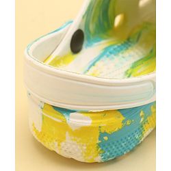 Pine Kids Slip On Printed Clogs with Back Strap - White & Yellow (Print May Vary)