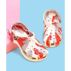 Pine Kids Clogs with Back Straps - White & Red (Print May Vary)