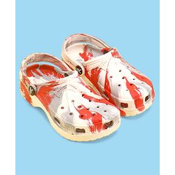 Pine Kids Clogs with Back Straps - White & Red (Print May Vary)