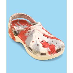 Pine Kids Clogs with Back Straps - White & Red (Print May Vary)