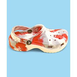Pine Kids Clogs with Back Straps - White & Red (Print May Vary)
