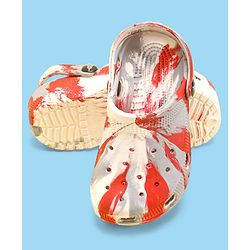 Pine Kids Clogs with Back Straps - White & Red (Print May Vary)
