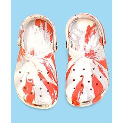 Pine Kids Clogs with Back Straps - White & Red (Print May Vary)
