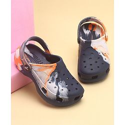 Pine Kids Slip On Marble Print Clogs with Back Strap - Navy & White