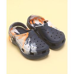 Pine Kids Slip On Marble Print Clogs with Back Strap - Navy & White