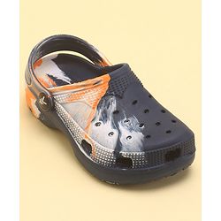 Pine Kids Slip On Marble Print Clogs with Back Strap - Navy & White