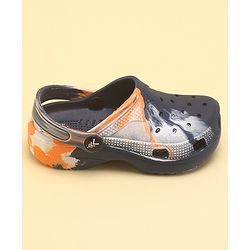 Pine Kids Slip On Marble Print Clogs with Back Strap - Navy & White