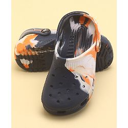 Pine Kids Slip On Marble Print Clogs with Back Strap - Navy & White