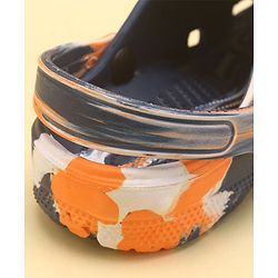 Pine Kids Slip On Marble Print Clogs with Back Strap - Navy & White