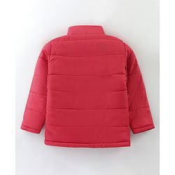 Pine Kids Full Sleeves Quilted Hooded Jacket with Solid Colour -Dark Red
