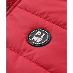 Pine Kids Full Sleeves Quilted Hooded Jacket with Solid Colour -Dark Red
