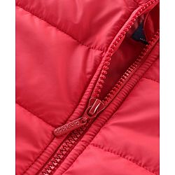 Pine Kids Full Sleeves Quilted Hooded Jacket with Solid Colour -Dark Red