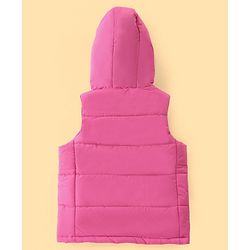 Pine Kids Sleevless Padded Hooded Jacket with Solid Colour - Rani Pink