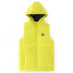 Pine Kids Sleevless Padded Hooded Jacket with Solid Colour - Lemon