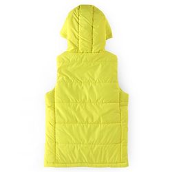 Pine Kids Sleevless Padded Hooded Jacket with Solid Colour - Lemon