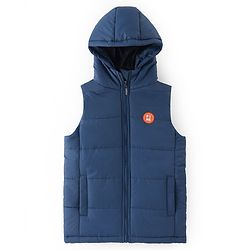 Pine Kids Sleevless Padded Hooded Jacket with Solid Colour - Airforce (Navy Blue)