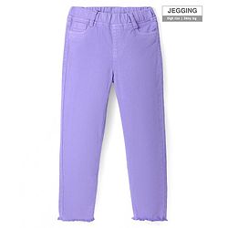 Pine Kids Woven Full Length Solid Denim Jeggings - Violet