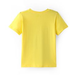 Pine Kids Cotton Knit Half Sleeves T-Shirt with Text Print - Yellow