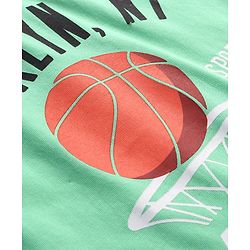 Pine Kids Cotton Knit Half Sleeves Basket Ball Print T-Shirt -Light Green