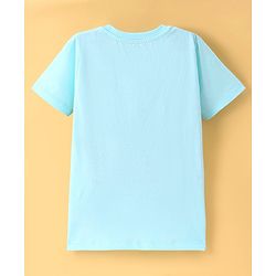 Pine Kids Cotton Knit Half Sleeves Space Theme Print T-Shirt - Sky Blue