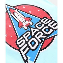 Pine Kids Cotton Knit Half Sleeves Space Theme Print T-Shirt - Sky Blue