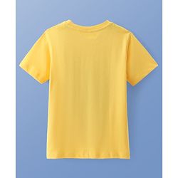 Pine Kids Cotton Knit Half Sleeves T-Shirt Text Print - Yellow