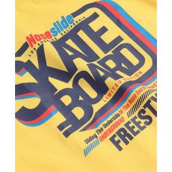 Pine Kids Cotton Knit Half Sleeves T-Shirt Text Print - Yellow