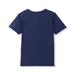 Pine Kids Cotton Knit Half Sleeves T-Shirt with Logo Print -Blue