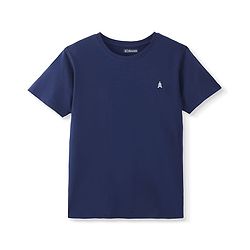 Pine Kids Cotton Knit Half Sleeves T-Shirt with Logo Print -Blue