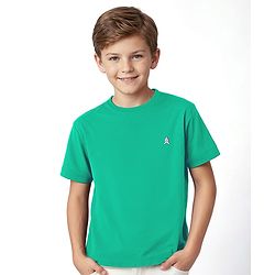 Pine Kids Cotton Knit Half Sleeves Solid T-Shirt With Logo Print - Green