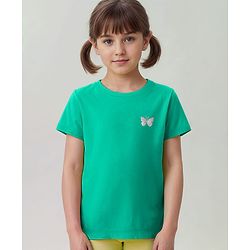 Pine Kids 100% Cotton Half Sleeves Round Neck T-Shirt Floral Print - Yellow