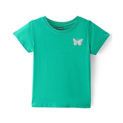 Pine Kids 100% Cotton Half Sleeves Round Neck T-Shirt Floral Print - Yellow
