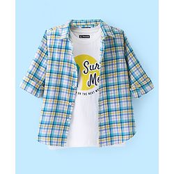 Pine Kids Cotton Woven Full Sleeves Check Shirt with Inner T-Shirt - Multicolour