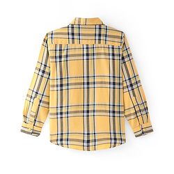 Pine Kids Cotton Woven Full Sleeves Check Shirt with Best Together Printed T-Shirt - Yellow & Black