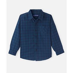 Pine Kids Cotton Woven Full Sleeves  Checked Shirt with T-Shirt-  Peacock Green