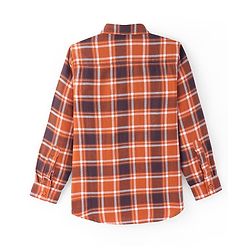 Pine Kids Cotton Woven Full Sleeves  Checked Shirt with T-Shirt- Orange